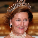 Dronning Sonja under gallamiddagen i Presidentpalasset. Foto: Lise Åserud, NTB scanpix